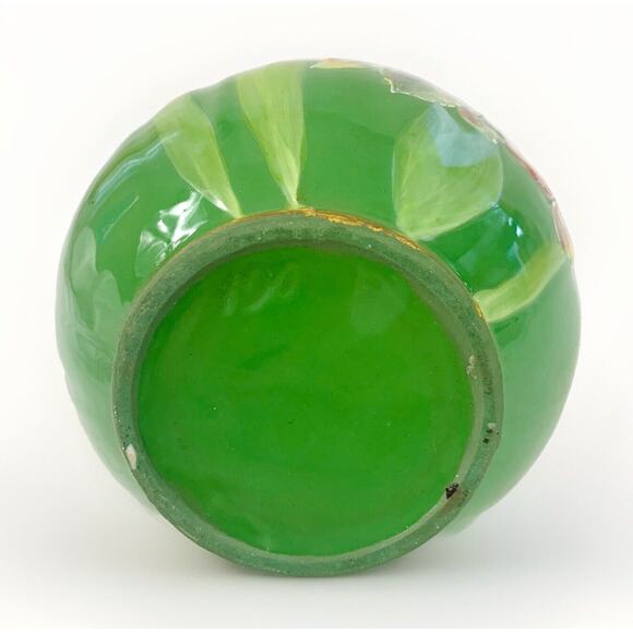 Vintage Moriage Hand Painted Textured Enamel Flowers Ewer Jug Vase 8” - Picture 7 of 7